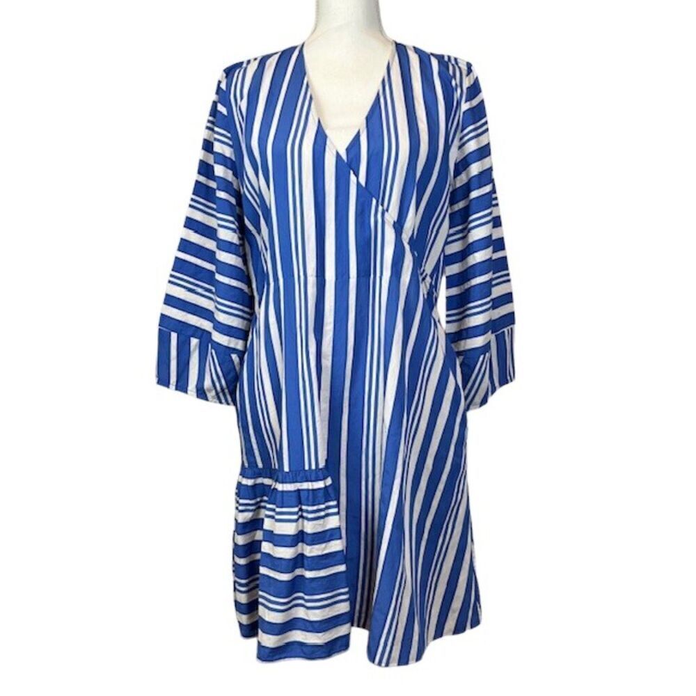 Chinti & Parker Striped Parasol Dress Oversized NO BELT Blue and White Size 6 - Picture 2 of 14